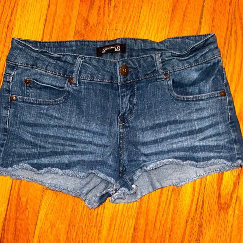 Forever 21 Blue Jean Shorts Distressed Cut-Off Style